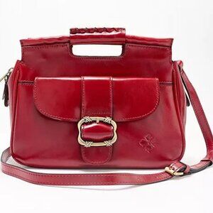 Patricia Nash Ovodda Cut Out Top Handle Leather Satchel Red purse handbag